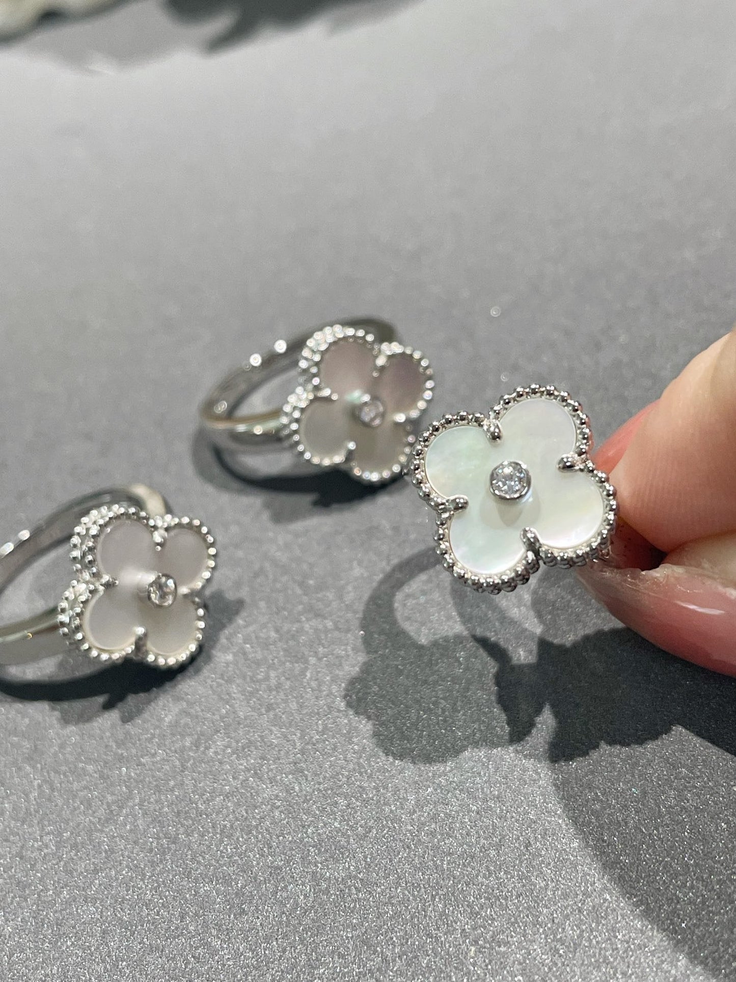 [ECHO ]CLOVER SILVER MOP DIAMOND RING