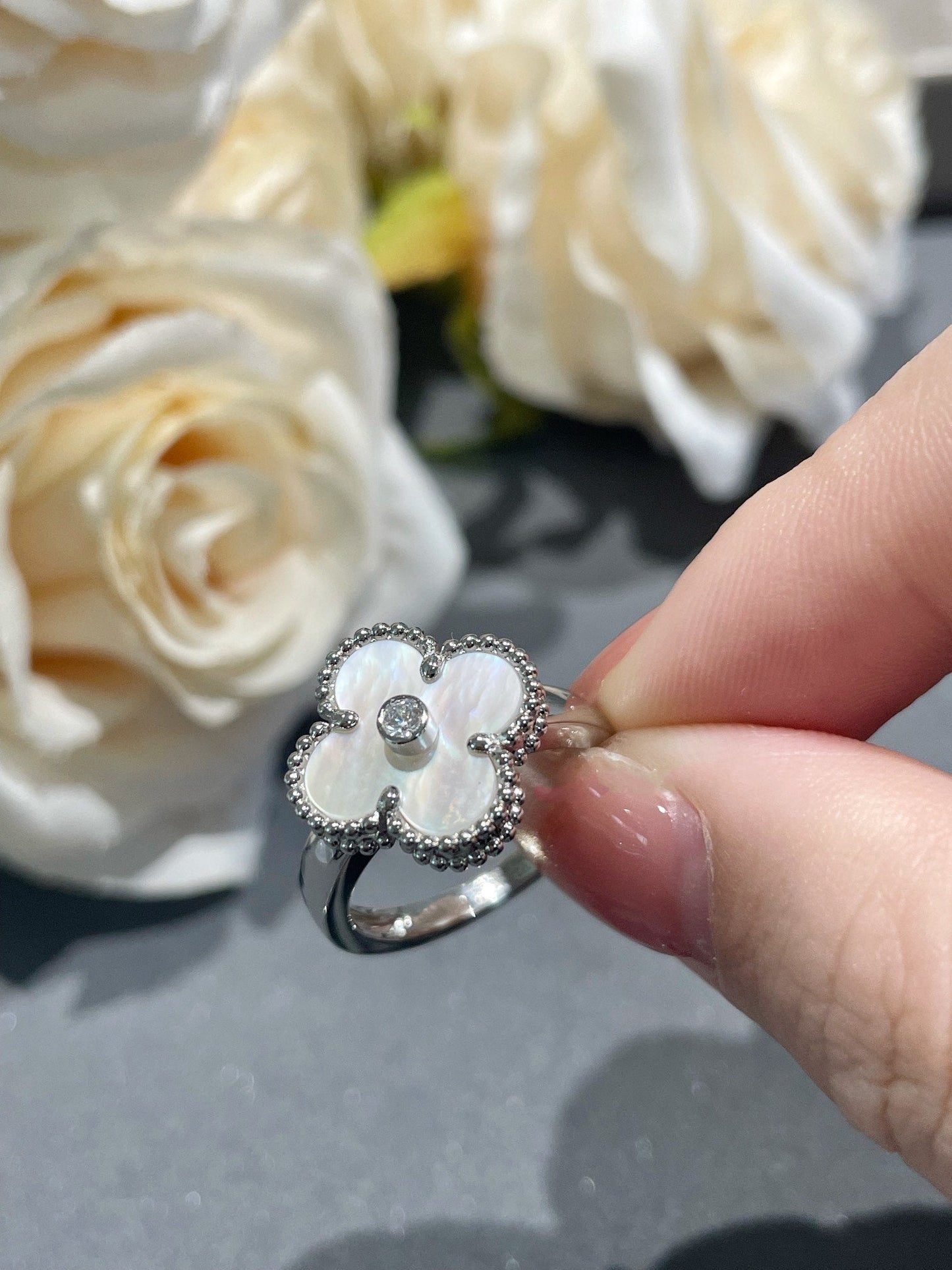 [ECHO ]CLOVER SILVER MOP DIAMOND RING