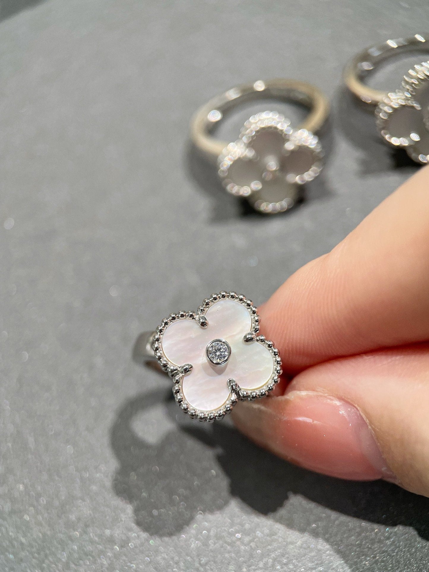 [ECHO ]CLOVER SILVER MOP DIAMOND RING