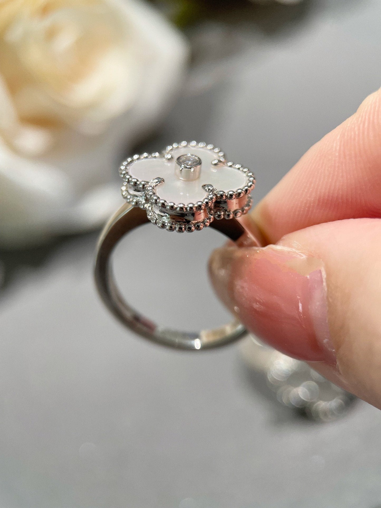 [ECHO ]CLOVER SILVER MOP DIAMOND RING
