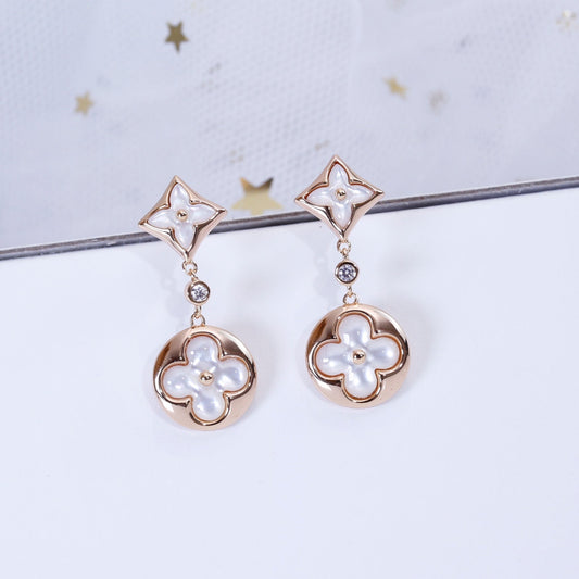 [ECHO ]STAR AND SUN PINK GOLD MOP DROP EARRINGS
