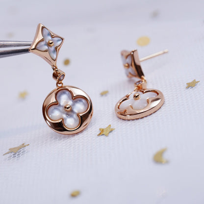 [ECHO ]STAR AND SUN PINK GOLD MOP DROP EARRINGS