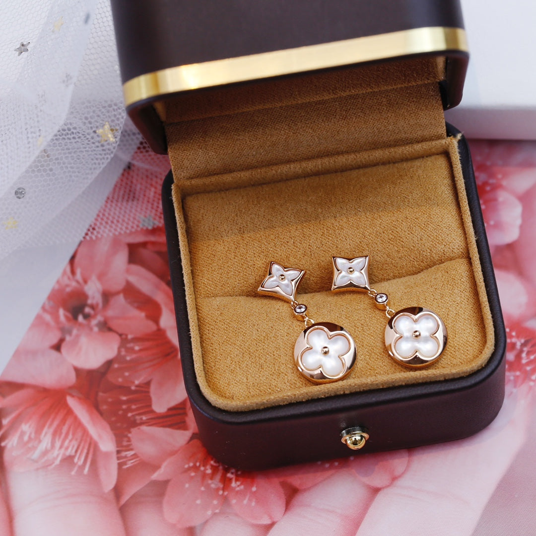 [ECHO ]STAR AND SUN PINK GOLD MOP DROP EARRINGS