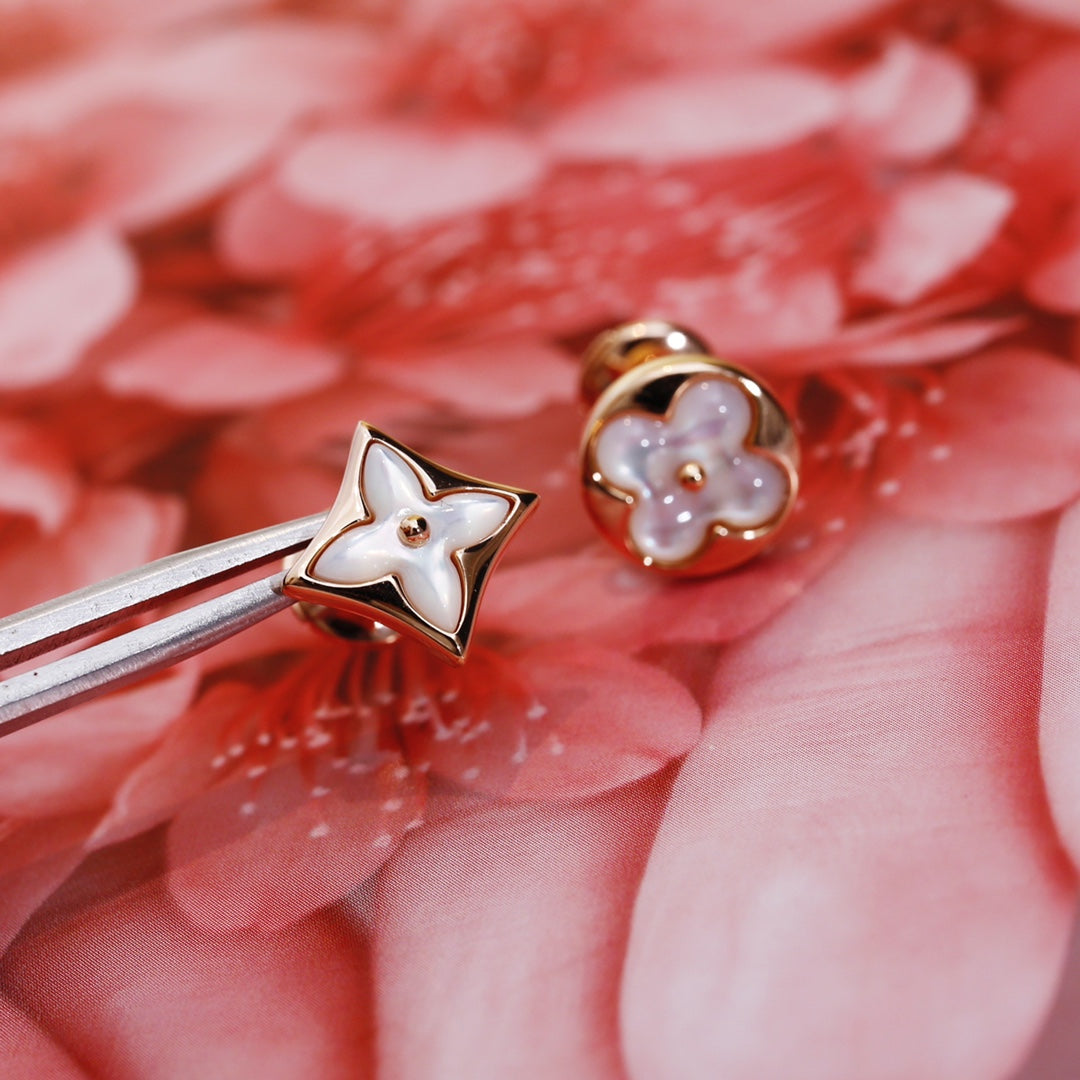 [ECHO ]STAR AND SUN PINK GOLD MOP STUD EARRINGS