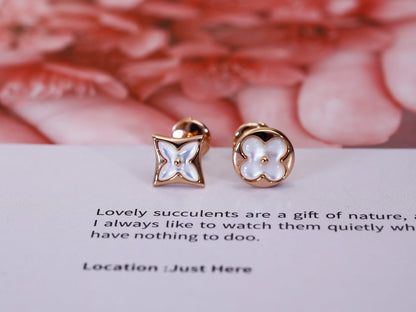 [ECHO ]STAR AND SUN PINK GOLD MOP STUD EARRINGS