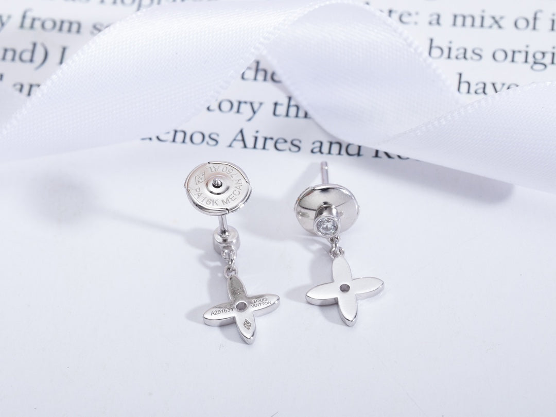 [ECHO ]VIDYLLE SILVER DIAMOND MINI DROP EARRINGS