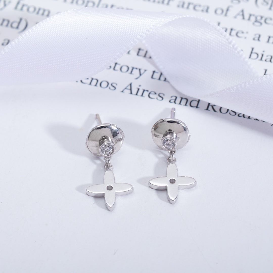 [ECHO ]VIDYLLE SILVER DIAMOND MINI DROP EARRINGS