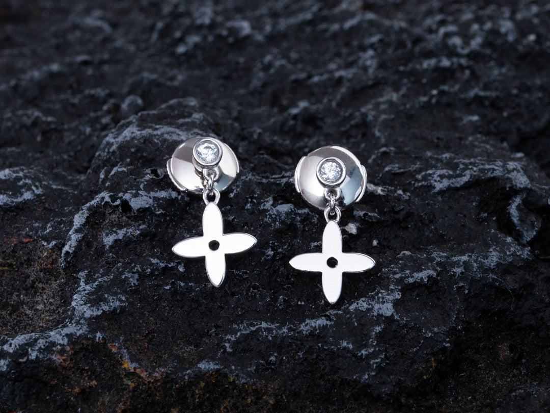 [ECHO ]VIDYLLE SILVER DIAMOND MINI DROP EARRINGS