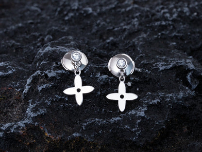 [ECHO ]VIDYLLE SILVER DIAMOND MINI DROP EARRINGS