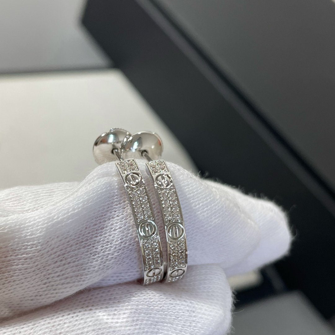 [ECHO ]LOVE DIAMOND SILVER HOOP EARRINGS