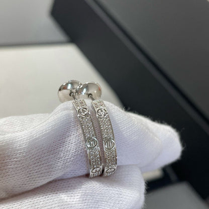 [ECHO ]LOVE DIAMOND SILVER HOOP EARRINGS