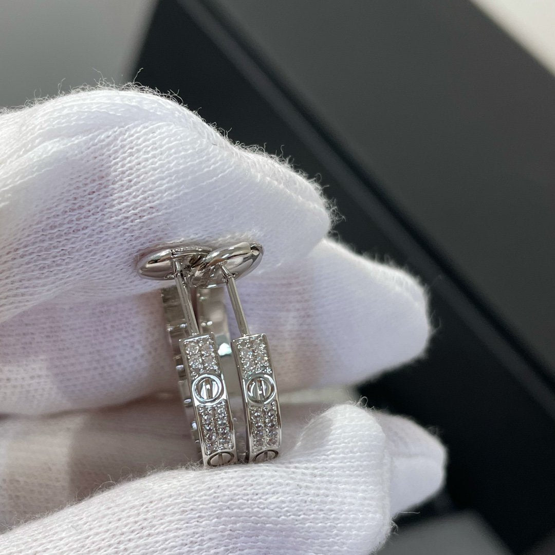 [ECHO ]LOVE DIAMOND SILVER HOOP EARRINGS