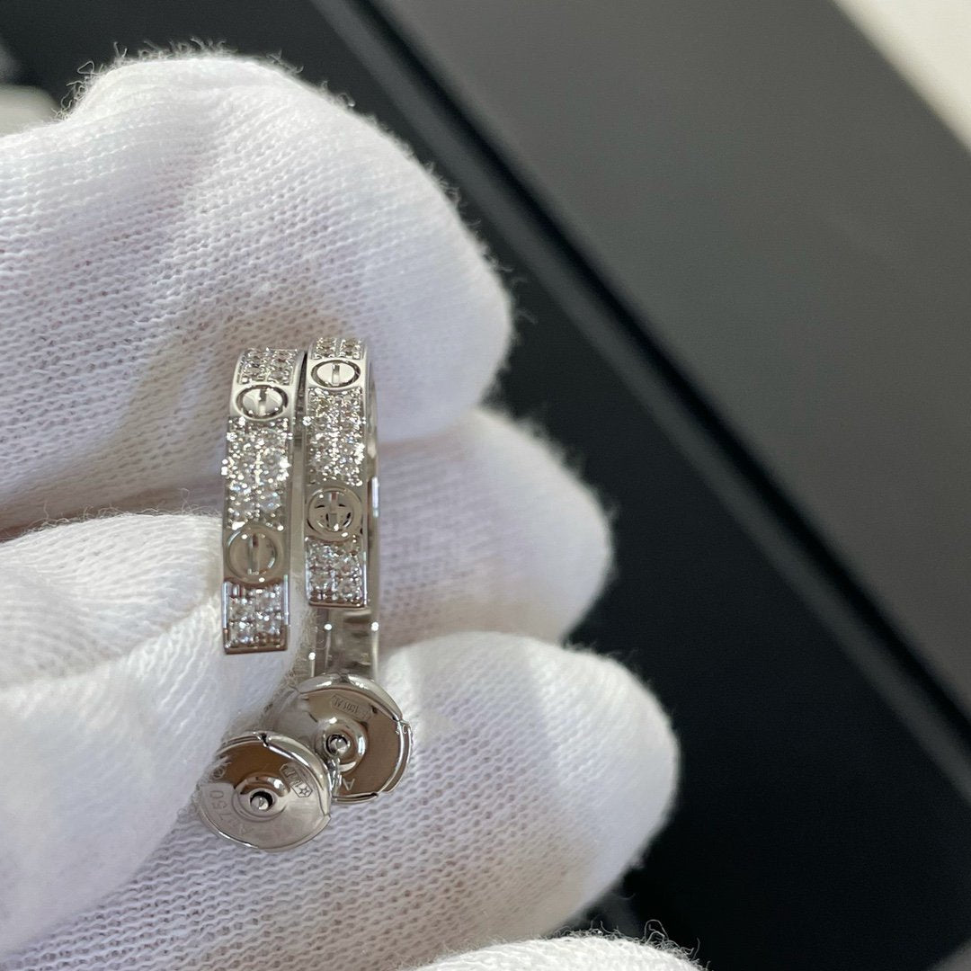 [ECHO ]LOVE DIAMOND SILVER HOOP EARRINGS