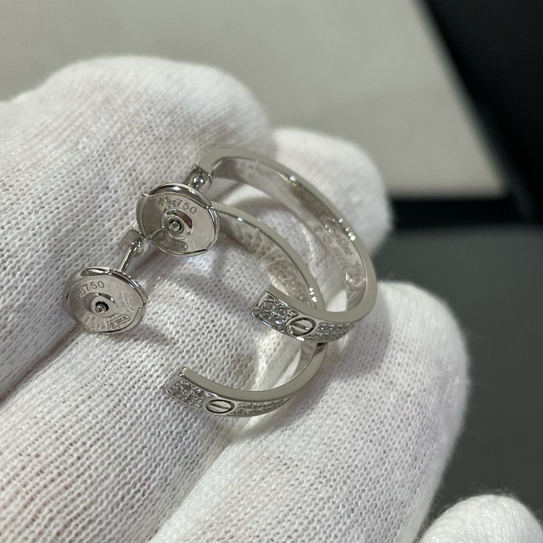[ECHO ]LOVE DIAMOND SILVER HOOP EARRINGS