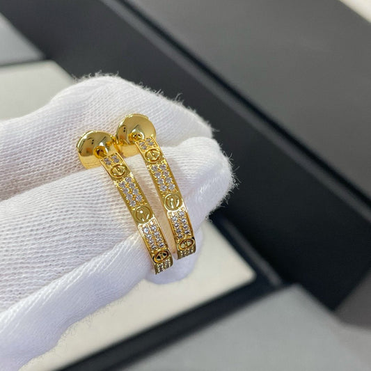 [ECHO ]LOVE DIAMOND GOLD HOOP EARRINGS