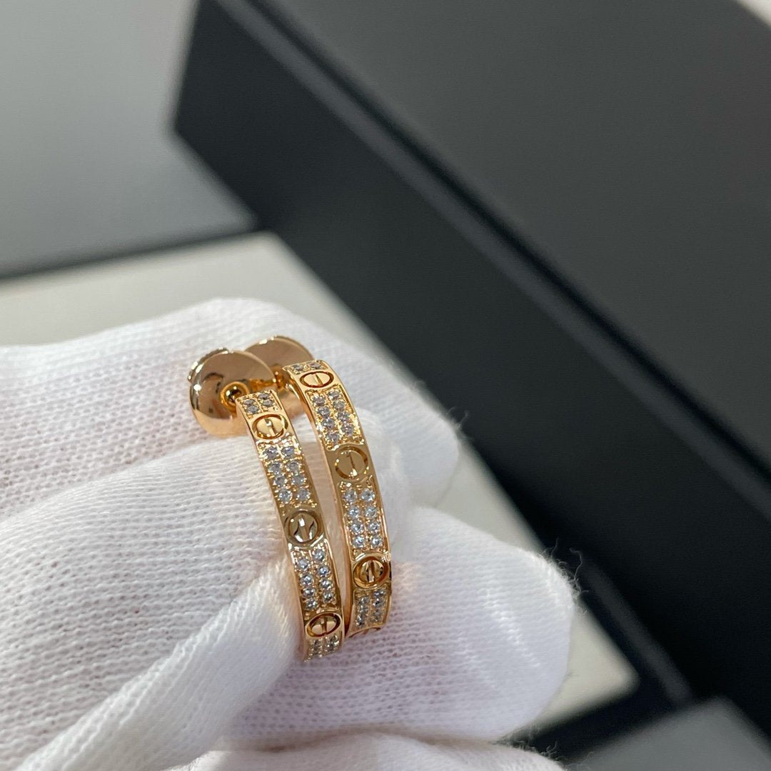 [ECHO ]LOVE DIAMOND PINK GOLD HOOP EARRINGS