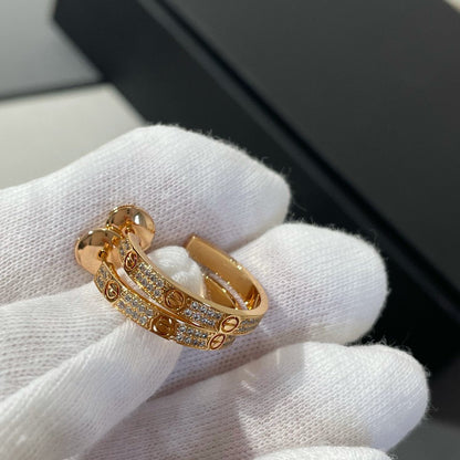 [ECHO ]LOVE DIAMOND PINK GOLD HOOP EARRINGS