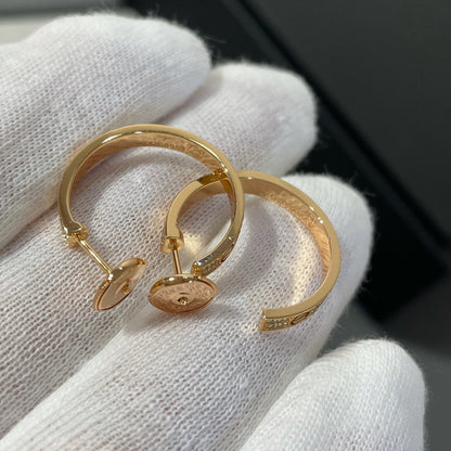 [ECHO ]LOVE DIAMOND PINK GOLD HOOP EARRINGS