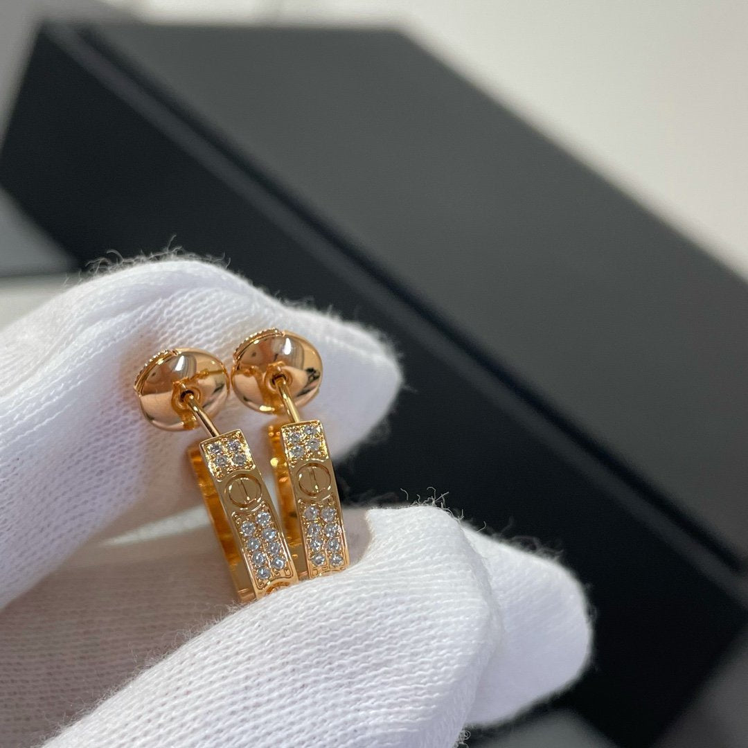 [ECHO ]LOVE DIAMOND PINK GOLD HOOP EARRINGS