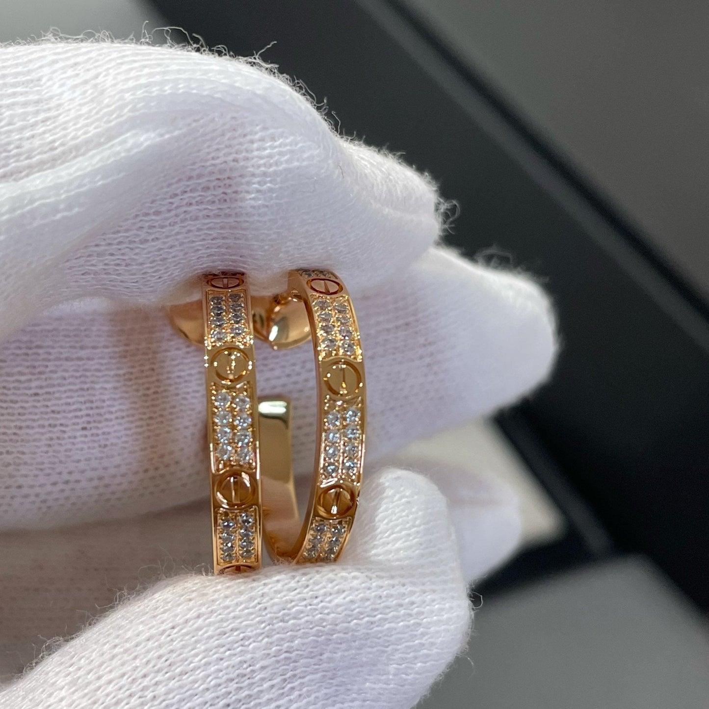 [ECHO ]LOVE DIAMOND PINK GOLD HOOP EARRINGS