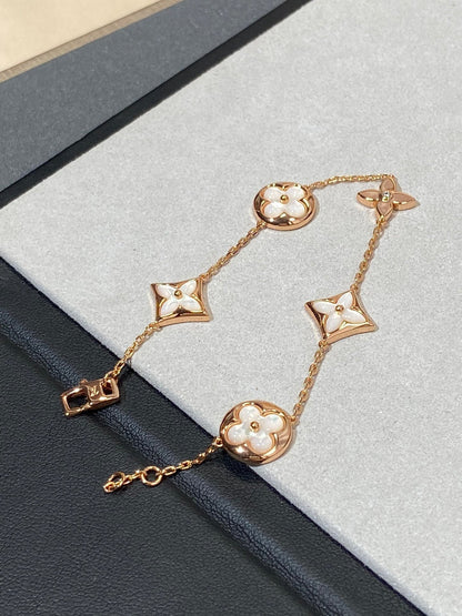 [ECHO ]STAR AND SUN 5 MOTIF MOP PINK GOLD BRACELET