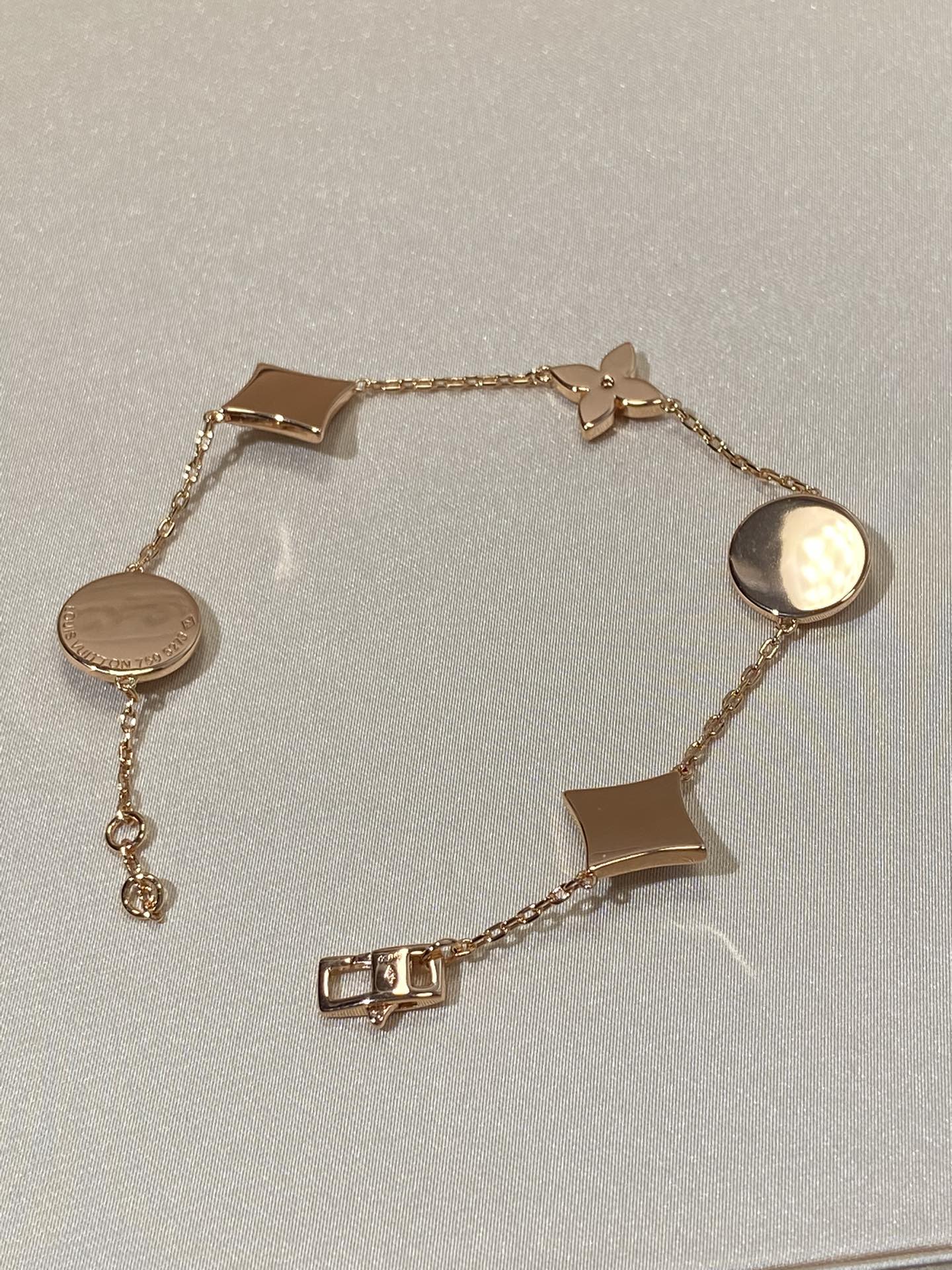 [ECHO ]STAR AND SUN 5 MOTIF MOP PINK GOLD BRACELET