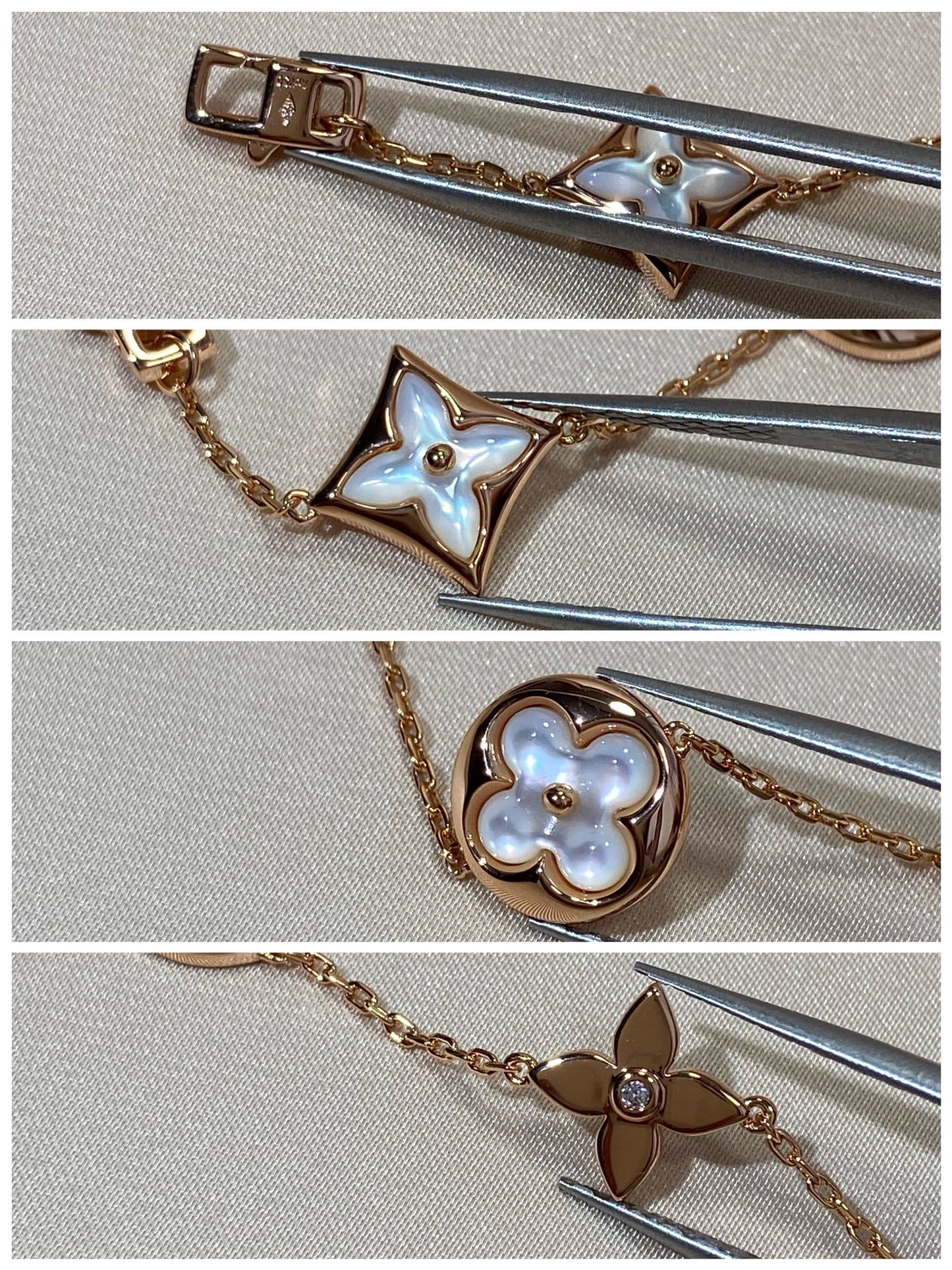[ECHO ]STAR AND SUN 5 MOTIF MOP PINK GOLD BRACELET