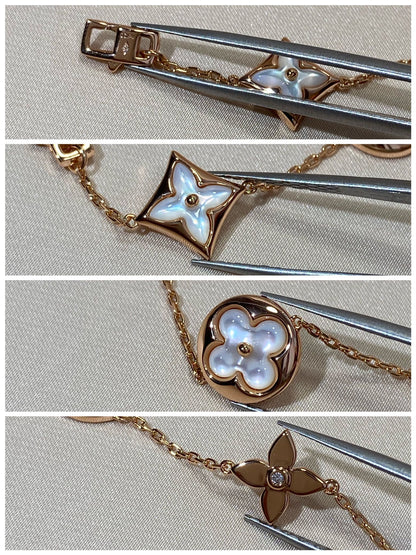 [ECHO ]STAR AND SUN 5 MOTIF MOP PINK GOLD BRACELET