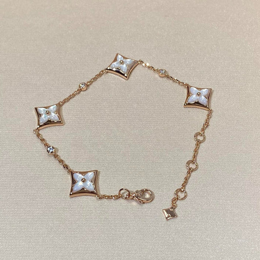 [ECHO ]STAR 4 MOTIF MOP DIAMOND PINK GOLD BRACELET