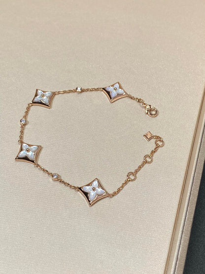 [ECHO ]STAR 4 MOTIF MOP DIAMOND PINK GOLD BRACELET