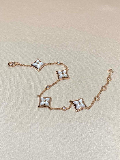 [ECHO ]STAR 4 MOTIF MOP DIAMOND PINK GOLD BRACELET
