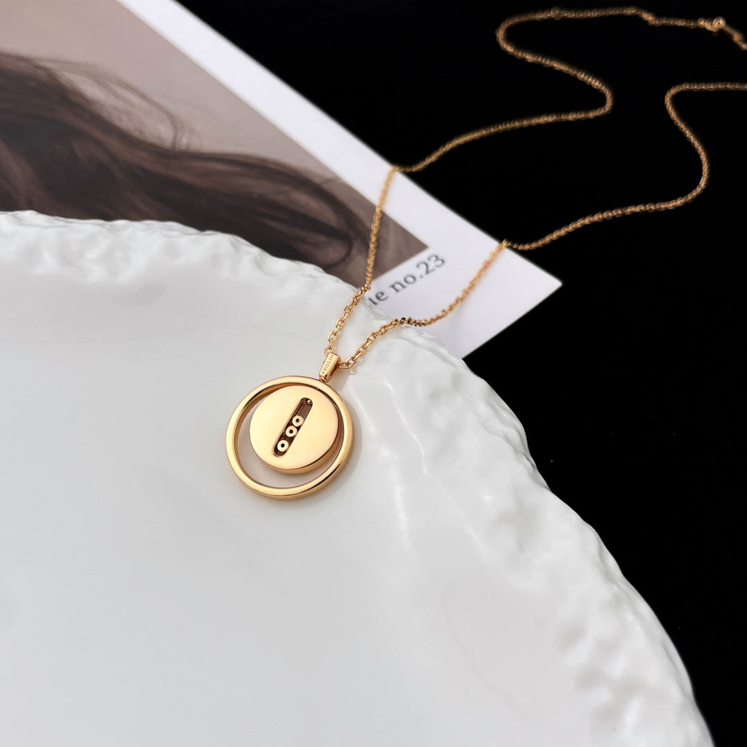 [ECHO]LUCKY MOVE MOP PINK GOLD NECKLACE