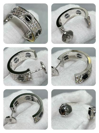 [ECHO ]LOVE CERAMIC DIAMOND PAVED SILVER EARRINGS