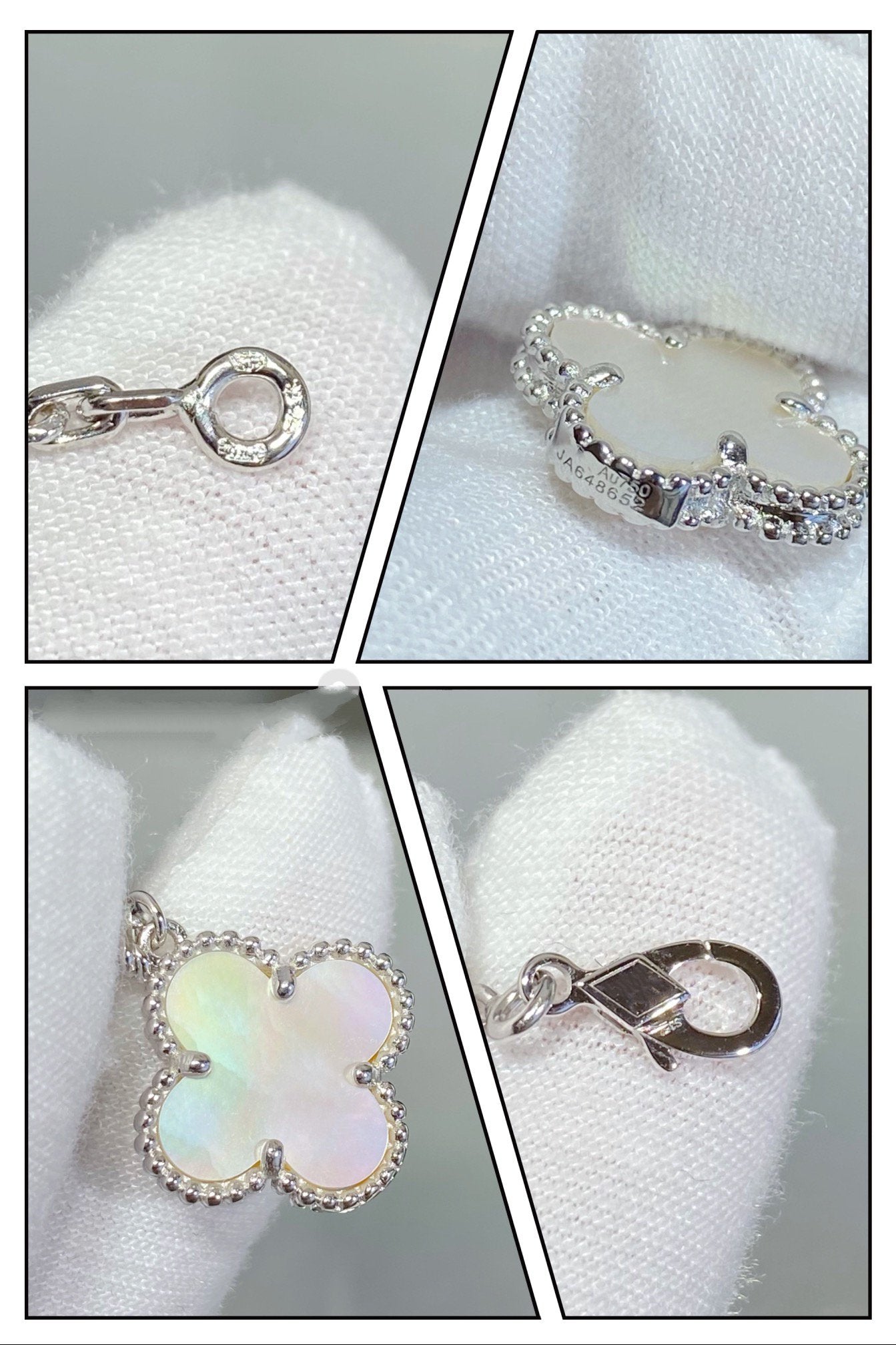 [ECHO ]CLOVER 5 MOTIF WHITE MOP SILVER BRACELET