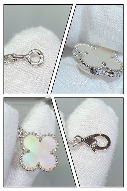 [ECHO ]CLOVER 5 MOTIF WHITE MOP SILVER BRACELET