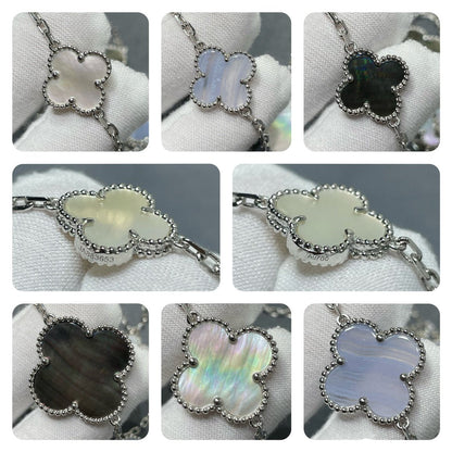 [ECHO ]CLOVER 16 MOTIF CHALCEDONY MOP SILVER NECKLACE