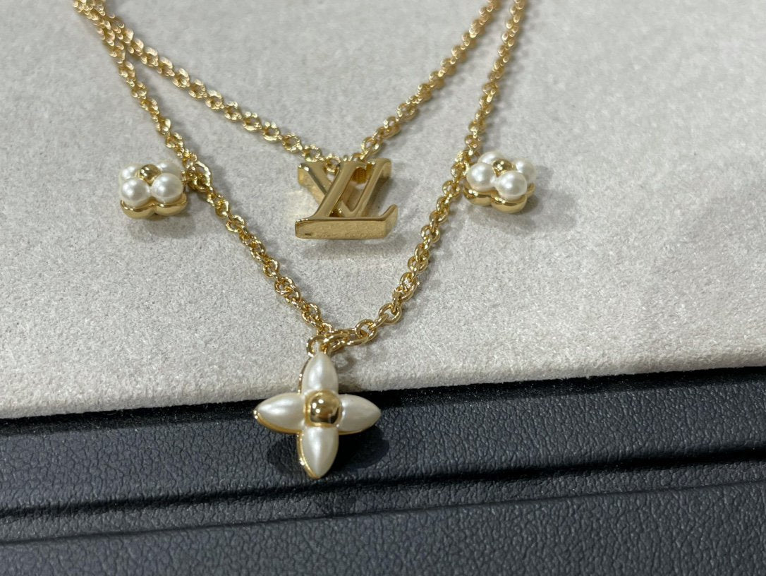 [ECHO ]FLOWERGRAM GOLD MOP DOUBLE ROW NECKLACE