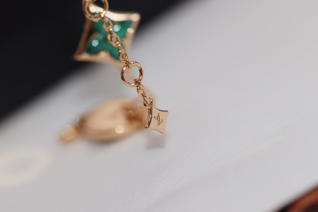 [ECHO ]STAR AND SUN 4 MOTIF PINK GOLD MALACHITE BRACELET