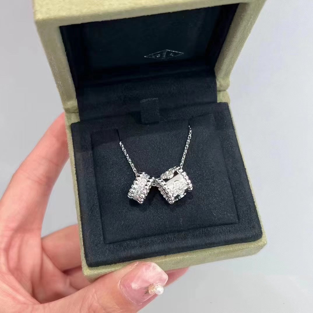 [ECHO ]PERLEE DOUBLE PENDANT SILVER DIAMOND NECKLACE