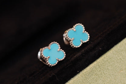 [ECHO ]CLOVER MINI TURQUOISE SILVER STUD EARRINGS