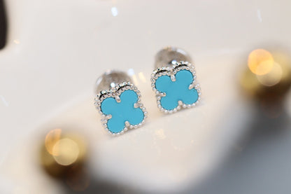 [ECHO ]CLOVER MINI TURQUOISE SILVER STUD EARRINGS