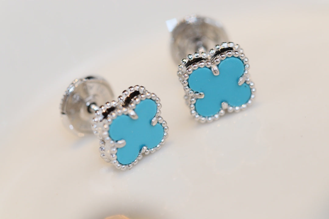 [ECHO ]CLOVER MINI TURQUOISE SILVER STUD EARRINGS
