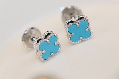 [ECHO ]CLOVER MINI TURQUOISE SILVER STUD EARRINGS