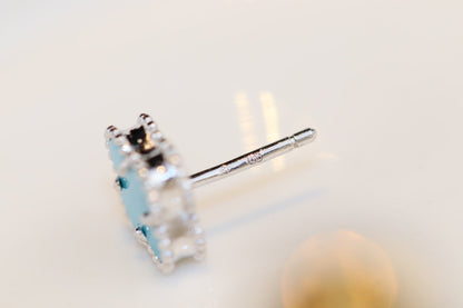 [ECHO ]CLOVER MINI TURQUOISE SILVER STUD EARRINGS