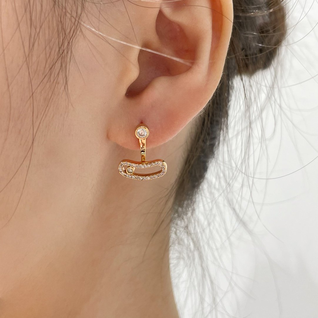[ECHO]MOVE UNO PINK GOLD DIAMOND EARRINGS