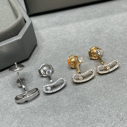 [ECHO]MOVE UNO PINK GOLD DIAMOND EARRINGS