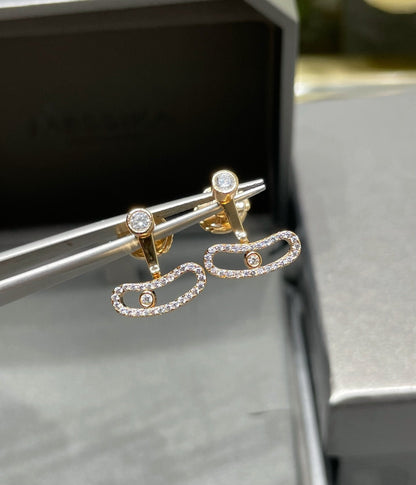 [ECHO]MOVE UNO PINK GOLD DIAMOND EARRINGS