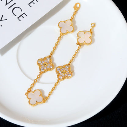 [ECHO ]CLOVER BRACELET 5 MOTIF WHITE MOP DIAMOND