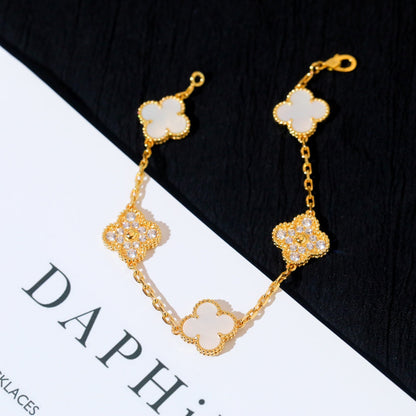 [ECHO ]CLOVER BRACELET 5 MOTIF WHITE MOP DIAMOND