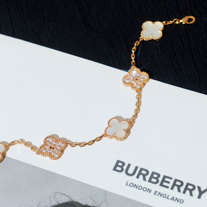 [ECHO ]CLOVER BRACELET 5 MOTIF WHITE MOP DIAMOND